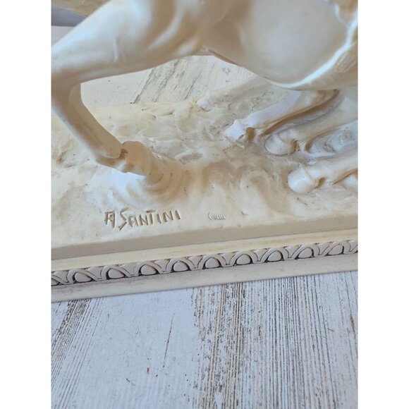 Vintage a santini alabaster roman warrior Chariot carriage Roman statue figurine - Picture 7 of 11